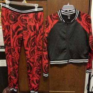 Red Rose Jogger Set